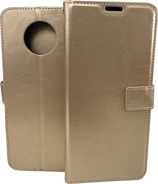 Nokia G50 Hoesjes – Portemonnee Book Case – Pasjeshouder – 2x Gehard Glas Screenprotector – Goud-Ilumina Benelux