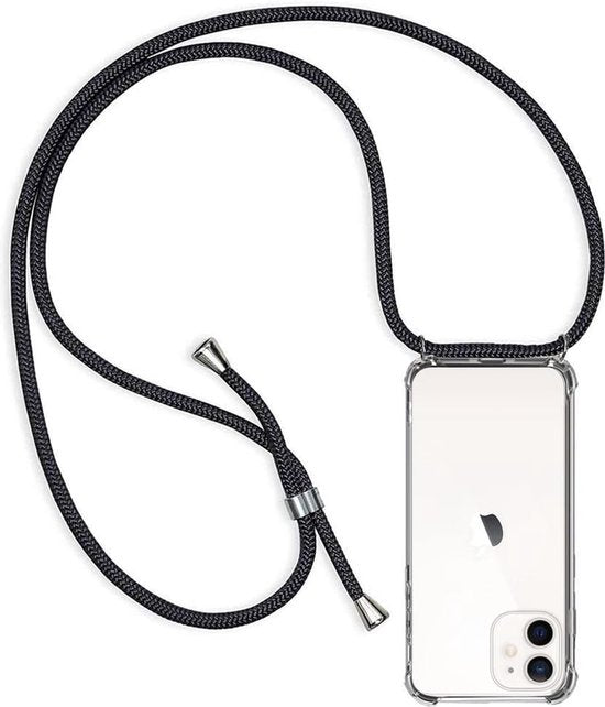 iPhone 12 Mini Hoesjes – Transparante Siliconen Backcover met Koord – Schokbestendig Anti-shock Stootrand-Ilumina Benelux