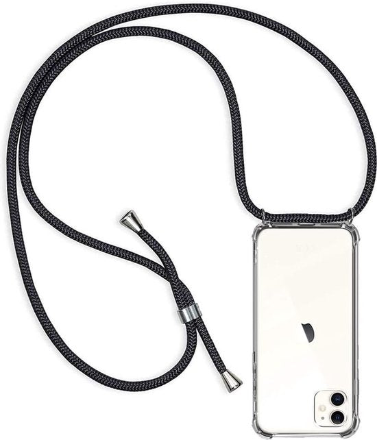 iPhone 11 Hoesjes – Transparante Siliconen Backcover met Koord – Schokbestendig Anti-shock Stootrand-Ilumina Benelux