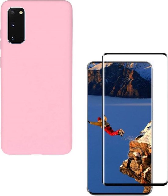 Samsung Galaxy S20 Ultra Hoesjes – Liquid Siliconen Backcover – Soft Touch Flexibel – Incl. Screenprotector – Lichtroze-Ilumina Benelux