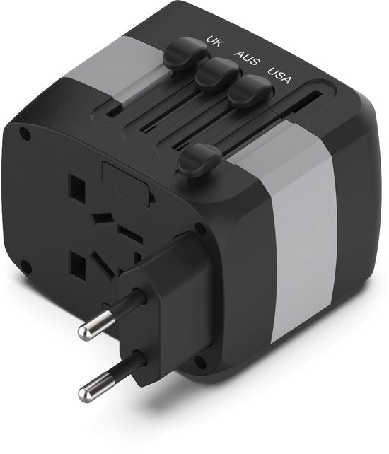 Universele Wereldstekker met 4 USB-C en USB Poorten - Internationale Reisstekker voor 150+ landen - EU - Engeland (UK) - Amerika (USA) - Australië - Azië - Zuid Amerika - Reis Adapter - Wereld Stekker - Oplader – Zwart
