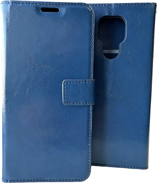Motorola Moto E7 Hoesjes – Portemonnee Book Case – Pasjeshouder – 2x Screenprotector – Blauw-Ilumina Benelux