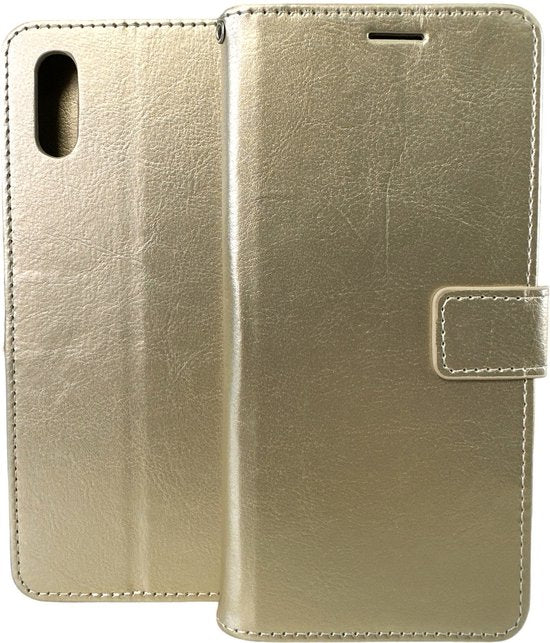 Xiaomi Redmi 9A/9AT Hoesjes – Bookcase Portemonnee Hoes – Pasjeshouder – Magneetsluiting – Goud-Ilumina Benelux