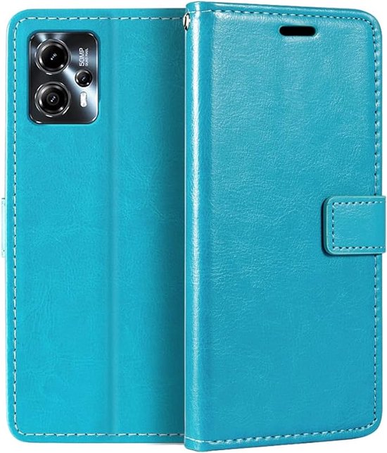 Motorola Moto G13 Hoesjes – Portemonnee Bookcase – Pasjeshouder – Magneetsluiting – Turquoise