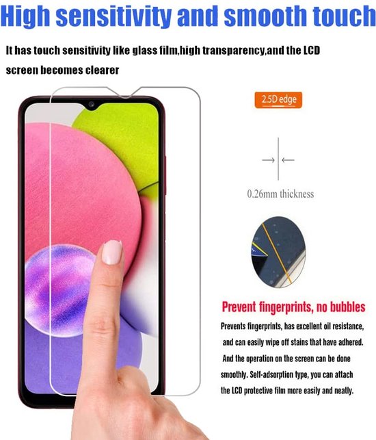 Silicone hoesje Transparant met 3 Pack Screenprotector Glas Geschikt voor: Samsung Galaxy A03S