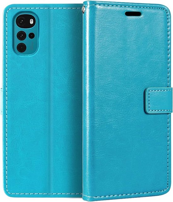 Motorola Moto G22 Hoesjes – Portemonnee Book Case – Pasjeshouder – 2x Screenprotector – Turquoise-Ilumina Benelux