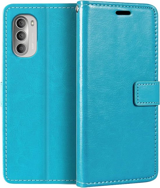 Motorola Moto G51 5G Hoesjes – Portemonnee Book Case – Pasjeshouder – Magneetsluiting – 2x Screenprotector – Turquoise-Ilumina Benelux