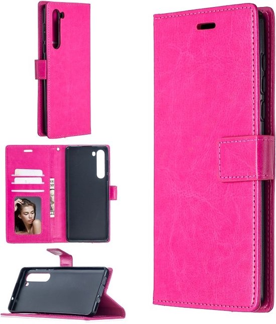 Motorola Edge Hoesjes – Portemonnee Book Case – Pasjeshouder – Magneetsluiting – Roze-Ilumina Benelux