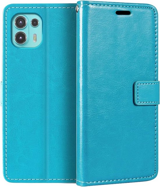 Motorola Edge 20 Lite Hoesjes – Portemonnee Book Case – Pasjeshouder – Magneetsluiting – Turquoise-Ilumina Benelux