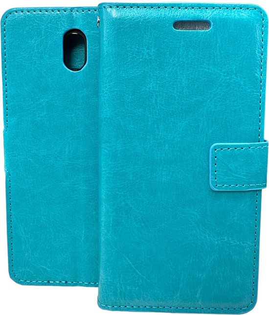 Nokia 1 Plus Hoesjes – Portemonnee Book Case – Pasjeshouder – Magneetsluiting – Turquoise-Ilumina Benelux
