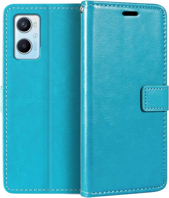Oppo A96 Hoesjes – Portemonnee Book Case – Pasjeshouder – Magneetsluiting – Turquoise-Ilumina Benelux