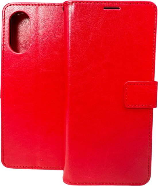 Oppo A17 Hoesjes – Bookcase Portemonnee Hoes – Pasjeshouder – Magneetsluiting – Rood-Ilumina Benelux