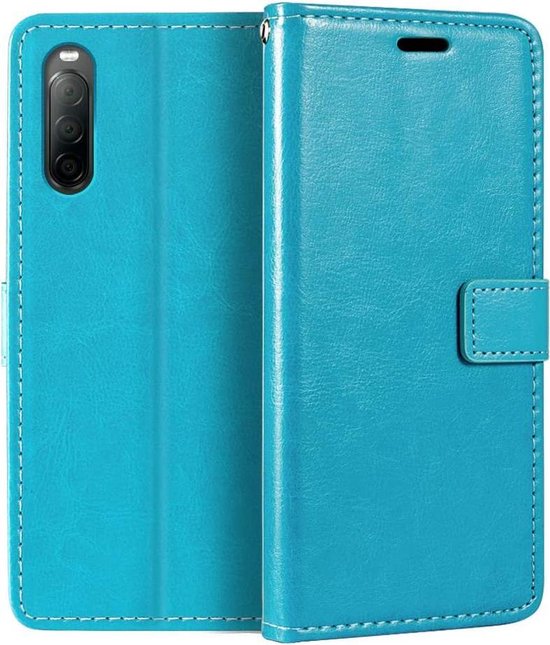 Sony Xperia 10 III Hoesjes – Bookcase Portemonnee Hoes – Pasjeshouder – Magneetsluiting – Turquoise-Ilumina Benelux