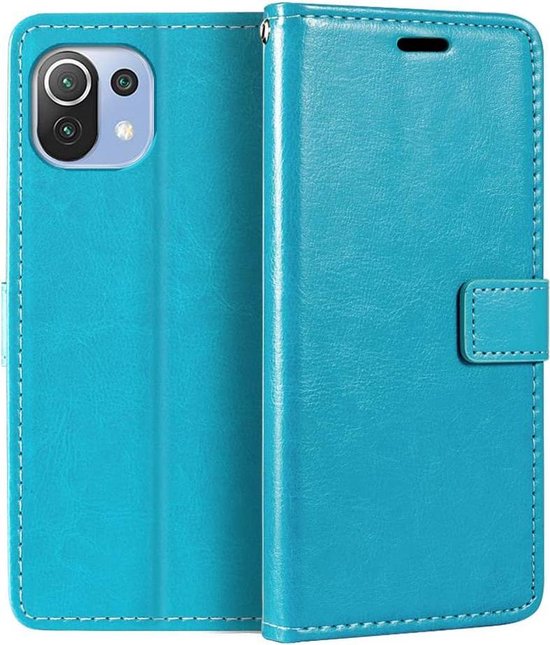 Xiaomi Mi 11 Lite Hoesjes – Portemonnee Hoes – Pasjeshouder – Magneetsluiting – Turquoise-Ilumina Benelux