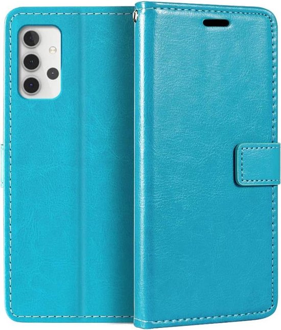 Samsung Galaxy A32 4G Hoesjes – Portemonnee Hoes – Pasjeshouder – Magneetsluiting – Turquoise-Ilumina Benelux