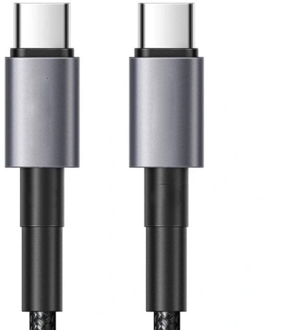 USB-C kabel – Geschikt voor iPhone 15/16 & MacBook – 100W snelladen – 2 meter – Nylon gevlochten – Zwart-USB-Kabels-Ilumina Benelux