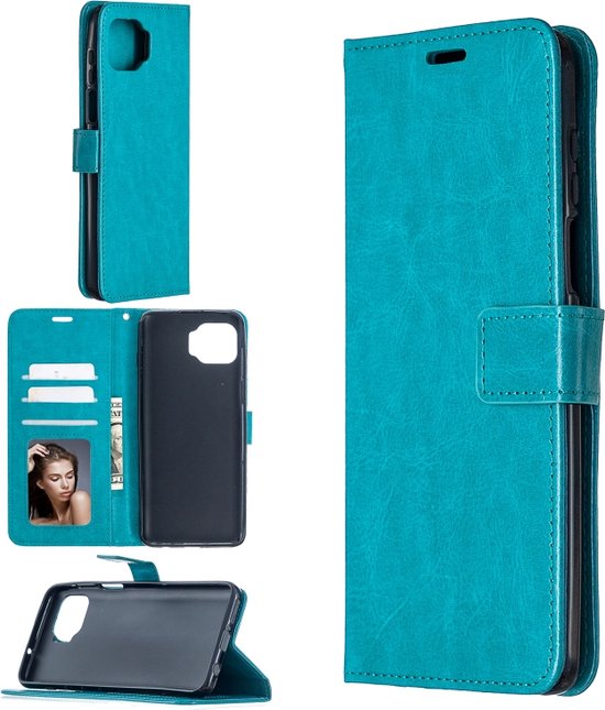 Motorola Moto G 5G Plus Hoesjes – Portemonnee Book Case – Pasjeshouder – Magneetsluiting – Turquoise-Ilumina Benelux