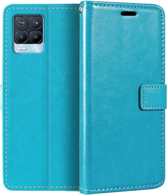 Realme 8 Pro Hoesjes – Portemonnee Hoes – Pasjeshouder – Inclusief Screenprotector – Turquoise-Ilumina Benelux