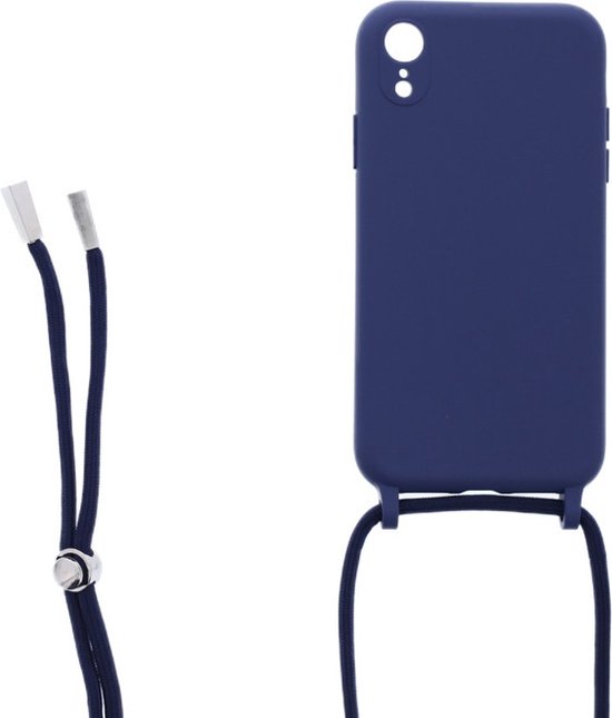 iPhone XR Hoesjes – Siliconen Backcover met Ketting – TPU – Blauw-Ilumina Benelux