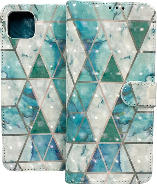Samsung Galaxy A04 Hoesjes – Portemonnee Book Case – Pasjeshouder – Magneetsluiting – Marmer Print-Ilumina Benelux