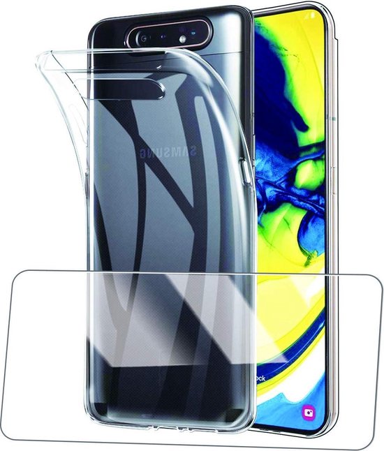 Samsung Galaxy A80 Hoesjes – Transparante TPU Siliconen Backcover – Soft Case – Inclusief 2x Screenprotector-Ilumina Benelux