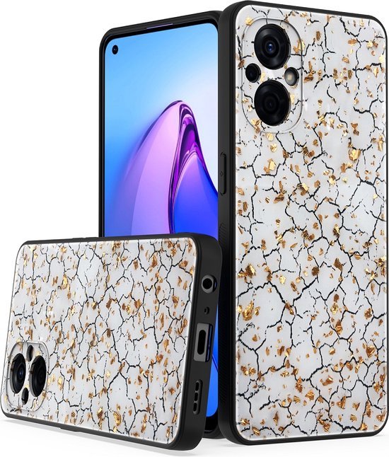 Oppo A76 Hoesjes – Siliconen Backcover – Print Design – Schokbestendig – Gebroken Wit-Ilumina Benelux