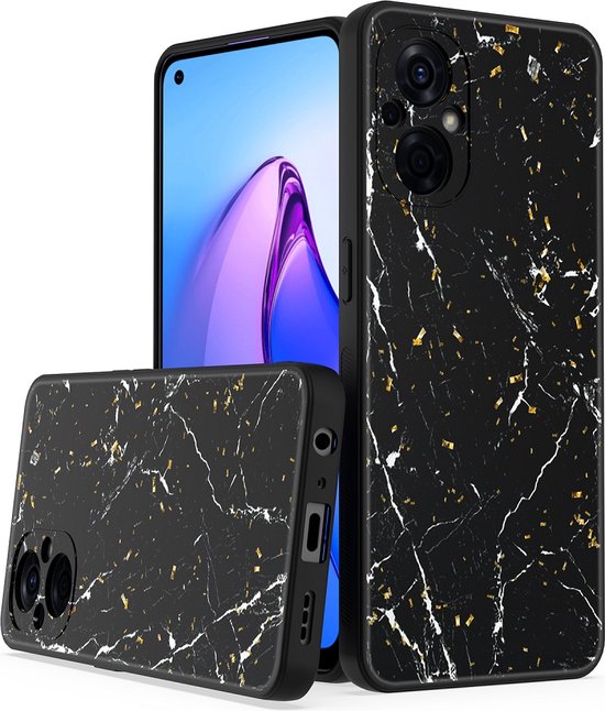 Oppo A96 Hoesjes – Siliconen Backcover – Marmer Print-Ilumina Benelux