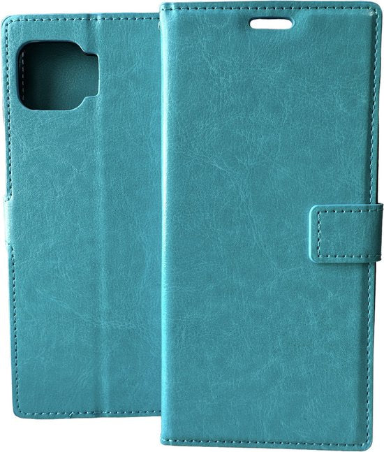 Oppo A73 Hoesjes – Portemonnee Book Case – Pasjeshouder – 2x Gehard Glas Screenprotector – Turquoise-Ilumina Benelux