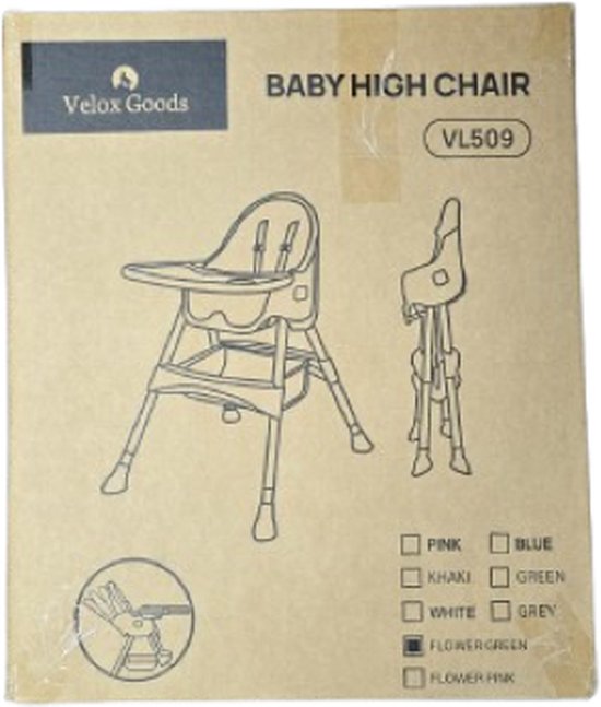 Kinderstoel – Velox Goods VL-509 – Verstelbaar & Opvouwbaar – Veiligheidsgordel + Opbergmand – Speels Design-Kinderstoel-Ilumina Benelux
