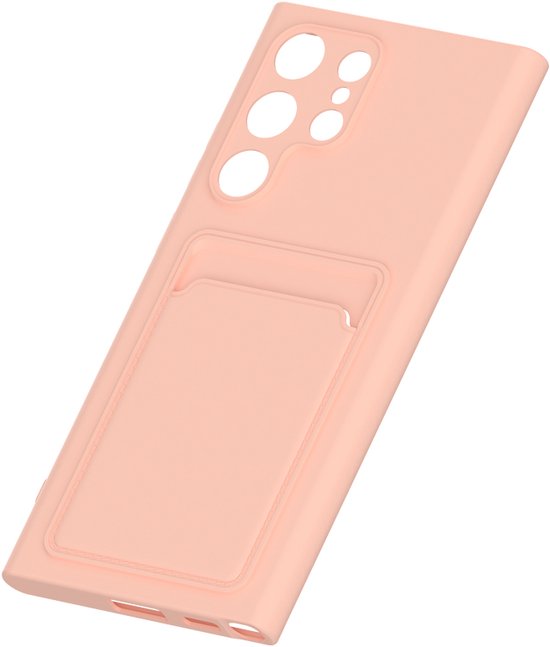 Samsung Galaxy S22 Ultra Hoesjes – Siliconen Backcover – Pasjeshouder – TPU – Lichtroze-Ilumina Benelux