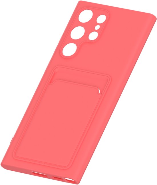 Samsung Galaxy S22 Ultra Hoesjes – Siliconen Backcover – Pasjeshouder – TPU – Roze-Ilumina Benelux