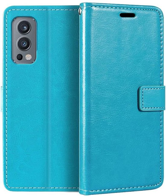 OnePlus Nord 2 5G Hoesjes – Portemonnee Hoes – Pasjeshouder – 3x Screenprotector – Turquoise-Ilumina Benelux