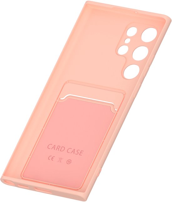 Samsung Galaxy S22 Ultra Hoesjes – Siliconen Backcover – Pasjeshouder – TPU – Lichtroze-Ilumina Benelux