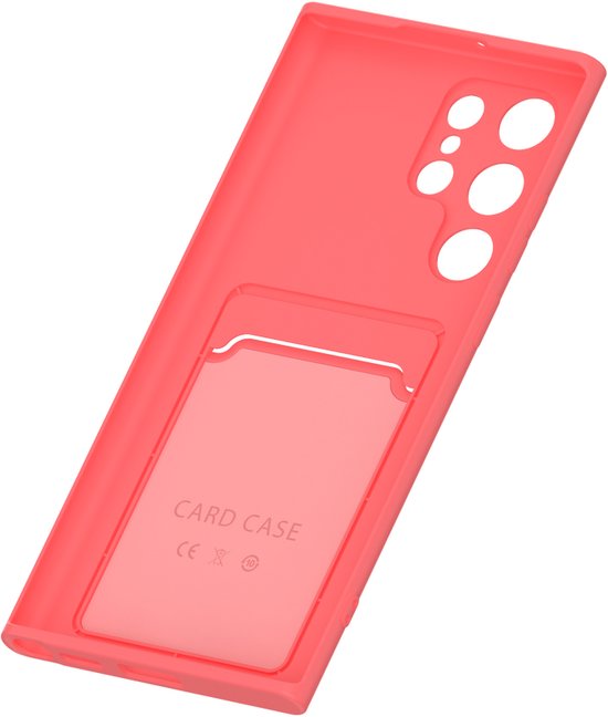 Samsung Galaxy S22 Ultra Hoesjes – Siliconen Backcover – Pasjeshouder – TPU – Roze-Ilumina Benelux