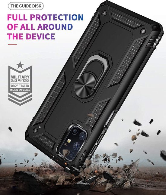 Samsung Galaxy M51 Hoesjes – Anti-Shock Hybride Backcover – Ringhouder – Armor Design – Goud-Ilumina Benelux