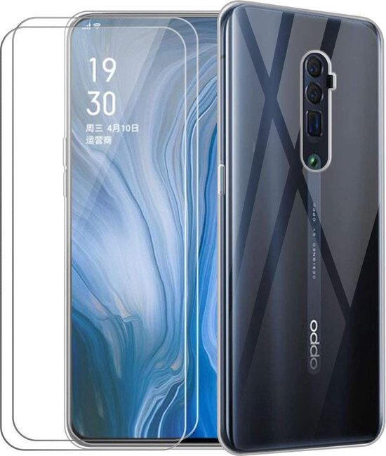 Oppo Reno 2Z Hoesjes – Transparante TPU Siliconen Backcover – Inclusief 2x Gehard Glas Screenprotector – Anti-kras-Ilumina Benelux