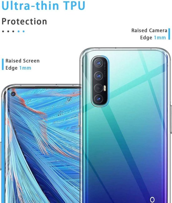 Oppo Find X2 Hoesjes – Transparante TPU Siliconen Backcover – Soft Case – 1x Gehard Glas Screenprotector-Ilumina Benelux