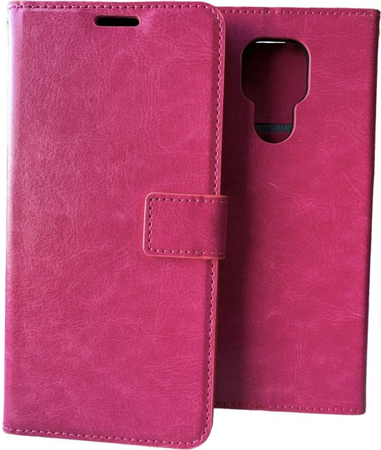 Portemonnee Book Case Hoesje + 2x Screenprotector Geschikt voor: Motorola Moto E7 - Roze