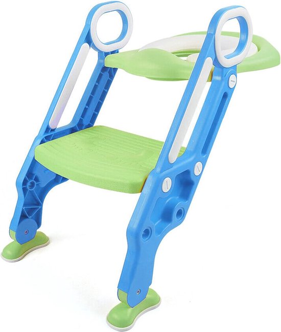 Toilettrainer met trapje – WC verkleiner met opstapje – Peuter potje 2-7 jaar – Antislip – Groen/Blauw-Toiletverkleiner-Ilumina Benelux