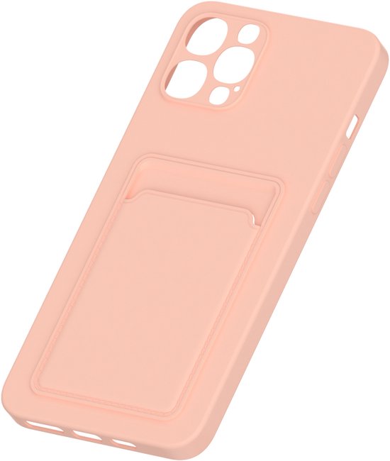 iPhone 12 Pro Max Hoesjes – Siliconen Backcover – Pasjeshouder – TPU – Lichtroze-Ilumina Benelux