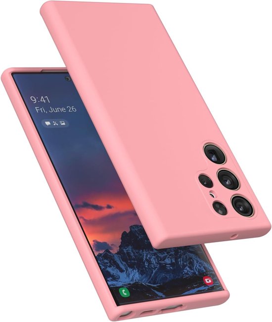 Samsung Galaxy S23 Ultra Hoesjes – Liquid Siliconen Backcover – Soft Touch – Flexibel – Roze-Ilumina Benelux