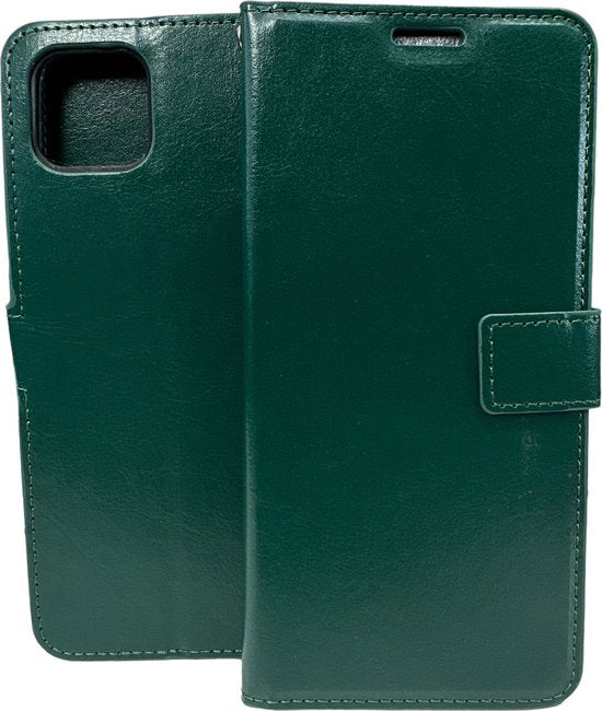 Oppo A73 5G Hoesjes – Portemonnee Bookcase – Pasjeshouder – Magneetsluiting – Groen-Ilumina Benelux