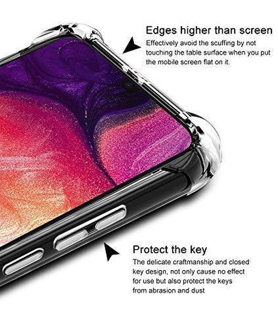 Samsung Galaxy A70 Hoesjes – Anti-Shock Hybride Backcover – Inclusief 2x Gehard Glas Screenprotector – Transparant-Ilumina Benelux
