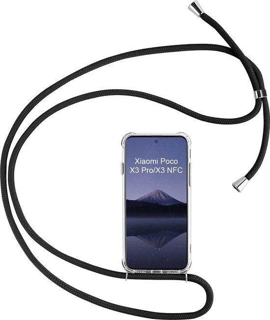Xiaomi Poco X3/X3 Pro Hoesjes – Transparante Siliconen Backcover met Koord – Schokbestendig Anti-shock Stootrand-Ilumina Benelux
