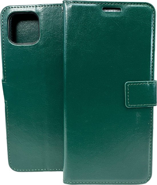 Oppo A73 5G Hoesjes – Bookcase Portemonnee Hoes – Magneetsluiting – Inclusief 2x Screenprotector – Groen-Ilumina Benelux