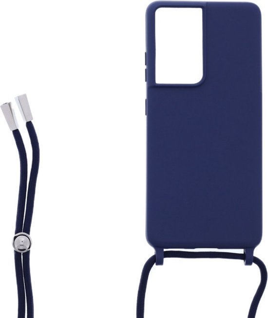 Samsung Galaxy S21 Ultra Hoesjes – Siliconen Backcover met Ketting – TPU – Blauw-Ilumina Benelux