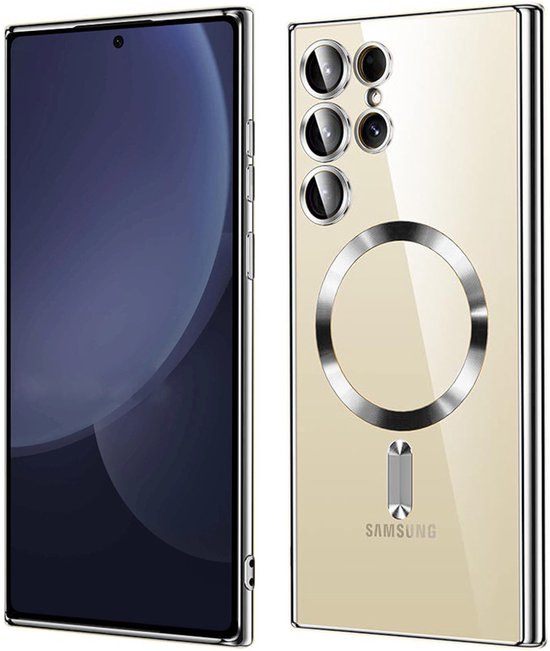 Samsung Galaxy S22 Ultra Hoesjes – Backcover – Camera Lens Bescherming – MagSafe – Zilver-Ilumina Benelux