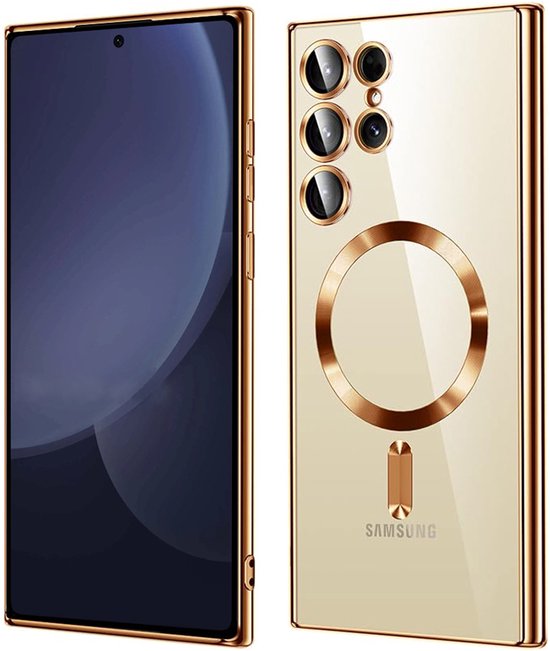 Samsung Galaxy S23 Ultra Hoesjes – Backcover – Camera Lens Bescherming – MagSafe – Goud-Ilumina Benelux