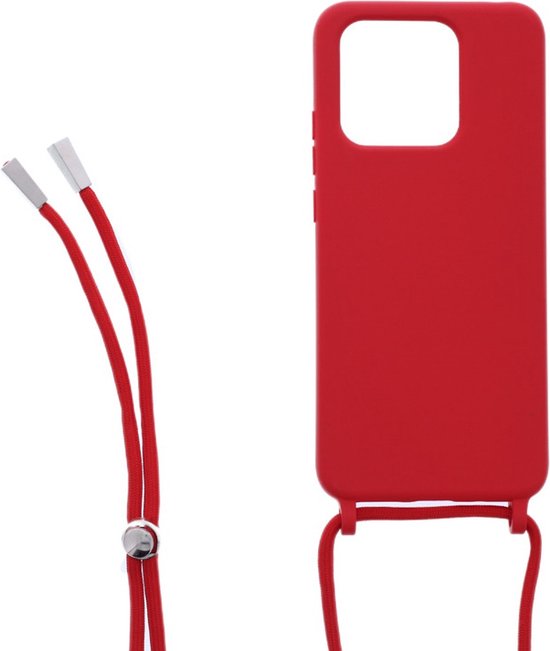 Xiaomi Redmi 10C & Poco C40 Hoesjes – Siliconen Backcover met Ketting – TPU – Rood-Ilumina Benelux