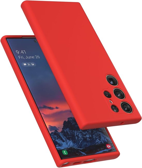 Samsung Galaxy S23 Ultra Hoesjes – Liquid Siliconen Backcover – Soft Touch – Flexibel – Rood-Ilumina Benelux